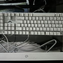 White Gaming Mouse And Keyboard 