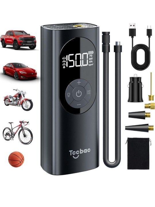 Tire Inflator Portable Air Compressor for Car with 12 AC/DC Power Adapter Kit