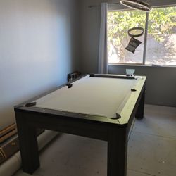 Atomic 7' Hampton 3-in-1 Combination Table Includes Billiards, Table Tennis, and Dining Table with Dual Storage Bench Seating. 