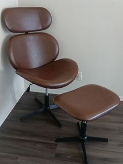 Dark Brown, Bestier Swivel  Modern Chair with Ottoman Char