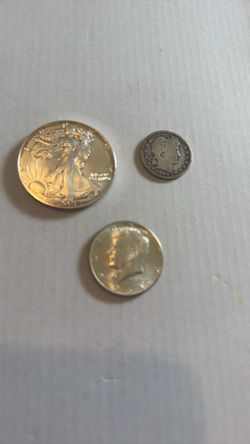 (3) silver coins eagle $1 / half / quarter