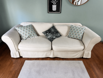 Pottery Barn Ektorp Style Cream Loveseat Like New 72x40x36 - Scotch Plains, NJ