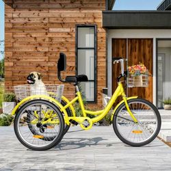 Bicicleta de 3n rueda de velocidad tamaño 26 de 3 ruedas dos cesta una atra gramde llevar mandados y otra alante de 350 nueva a 280 esta em su caja si