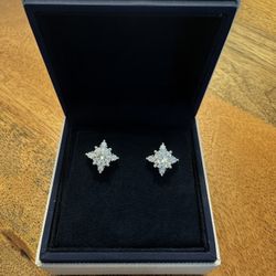 New Moissanite 10H10A Earrings 2CT(1CT *2)18K White Gold Plated Sterling Silver