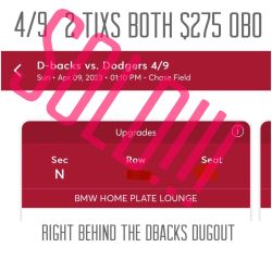 4/9 Arizona Diamondbacks Vs L.A. Dodgers Behind Dugout 