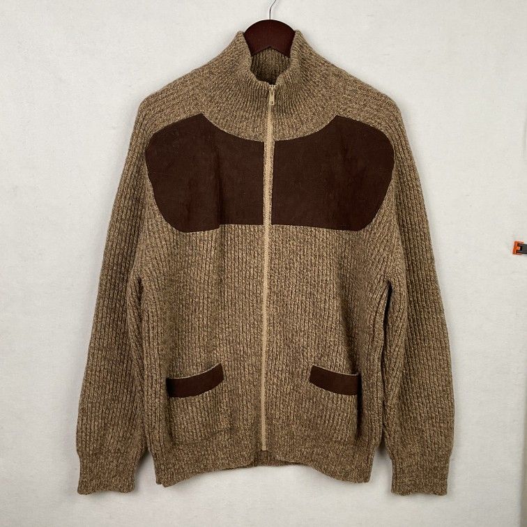Harley of Scotland Pure Wool Cardigan Brown Full Zip Sz Medium