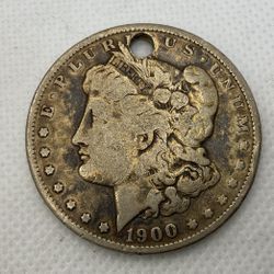 1900  U S MORGAN SILVER DOLLAR - W/drilled Hole