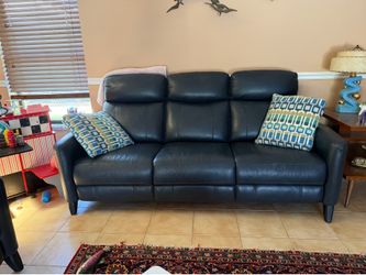 Leather power couch and loveseat