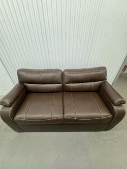 Keystone Montana RV Theater Loveseat Couch Pullout Sofa Brown Faux Leather