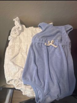 6-12M girl romper bundle blue and white