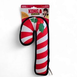 KONG Holiday Ballistic 12" Candy Cane Dog Fetch, Squeaky Toy