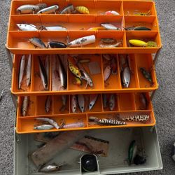 Vintage Tackle Box And Gear 