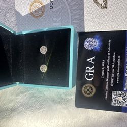 Moissanite Earrings 6.5mm 925 Silver 