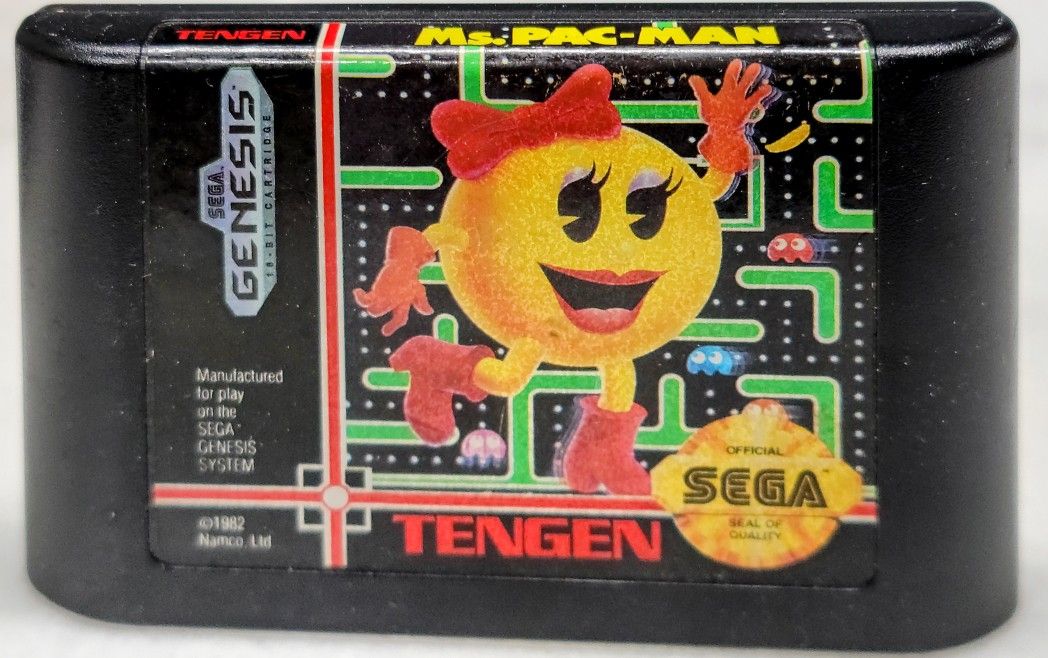 Ms. Pac-Man (Tengen) - Authentic & Tested Sega Genesis Video Game Cartridge