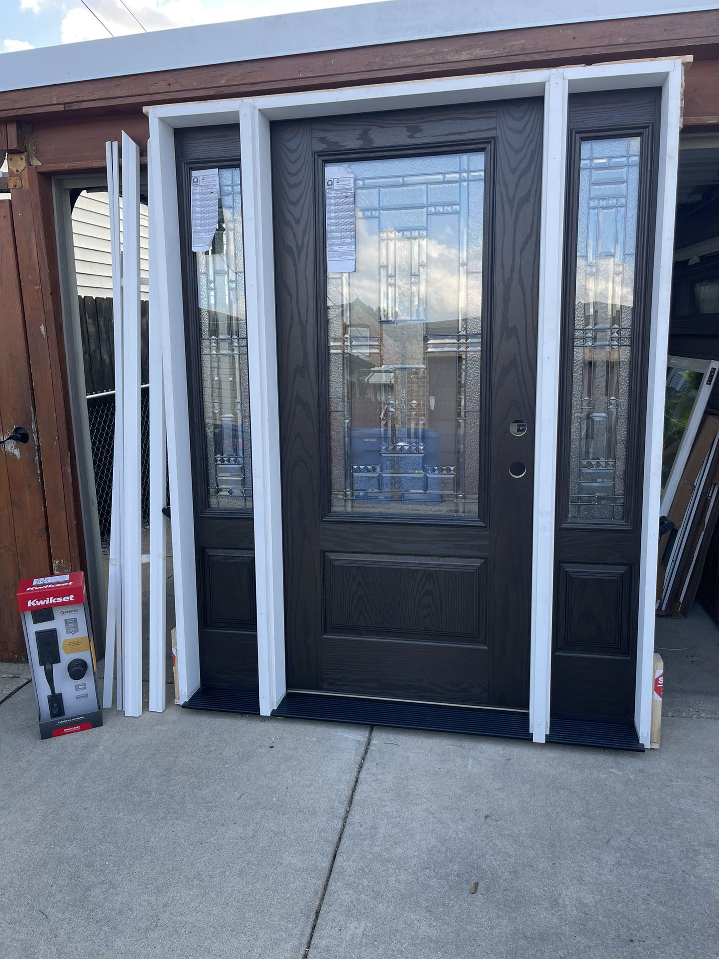 New Entry Door Fiberglass Size W64.1/2 H81.3/4 Left Hand Inswing Lock Molding Included $2650 Or Patio Door New