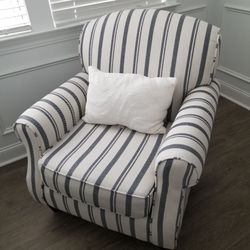 Accent Chair, with blue and off white (1)