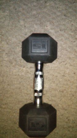 One 15 pound hex rubber dumbbell great condition