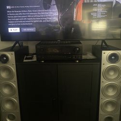 Sound System  Front Speakers And Denon Receiver