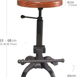 Industrial Retro Vintage Farm Wooden Tractor Stool Kitchen Swivel Height Adjustable bar Stool 

New in box