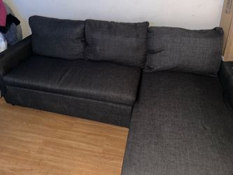 Gray Pull-Out Sleeper Sofa with Storage Chaise