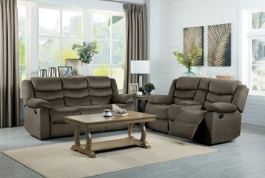 Brand new brown or gray reclining sofa + loveseat