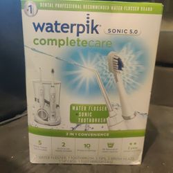 Waterpik Complete Care 5.0 Water Flosser + Sonic Electric Toothbrush, White