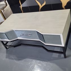 COFFEE TABLE RUSTIC WHITE MIRROR DRAWER 48x25x19H