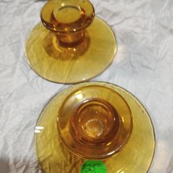 (2) Vintage Fostoria Seville Depression Era Glass Stick Candle Holders $25 Set