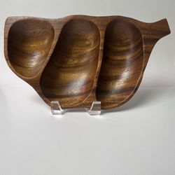 Monkey Pod wood tray bowl leaf shaped