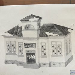 Jefferson School Ceramic Snow Village Building