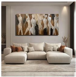 CHUDANHAO Graffiti Line Artwork Brown Picture Wall Decor Black Abstract Wall Art for Living Room Hotel Office Wall Hanging Decor 29"x58" Large Size