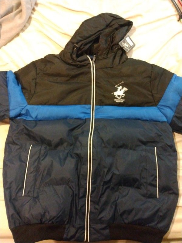 Beverly Hills Polo Club Men's Puffer Jacket (Blue/Black) Large