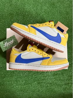 DS Travis Scott AJ1 low W canary yellow