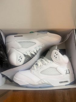 Air Jordan 5 Retro White Silver Sneakers
