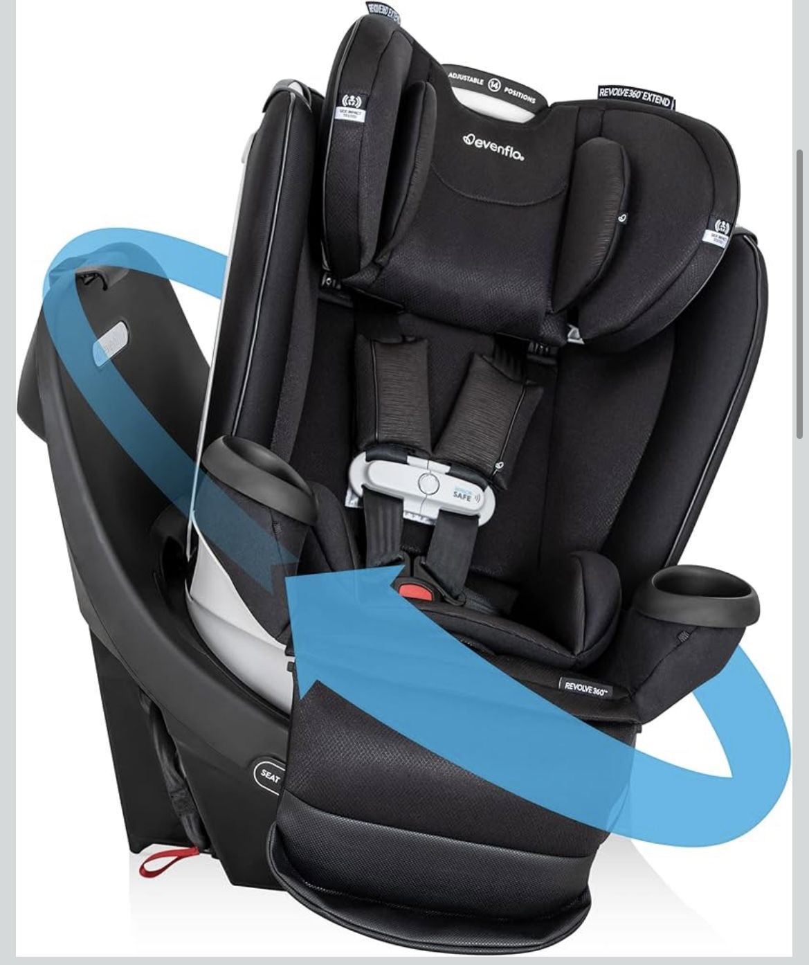 Evenflo Gold Revolve360 Extend All-in-One Rotational Car Seat with SensorSafe (Onyx Black