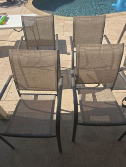 Set of 4 Heavy-Duty Outdoor Patio Chairs – Metal & Breathable Mesh