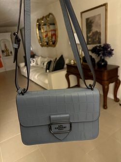 Coach Blue Croc-Embossed Crossbody Bag