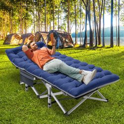 Folding Camping Cot With Thick Mattress 