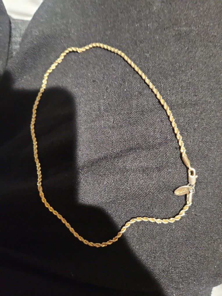 24 K Gold Layered With Sterling Silver Rope Chain