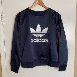 Adidas Originals Trefoil Satin Crewneck Sweater Top, XS