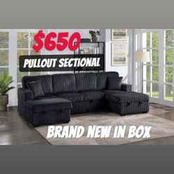 3-Piece Convertible Sectional Sleeper Sofa & 2 Chaise Storage
