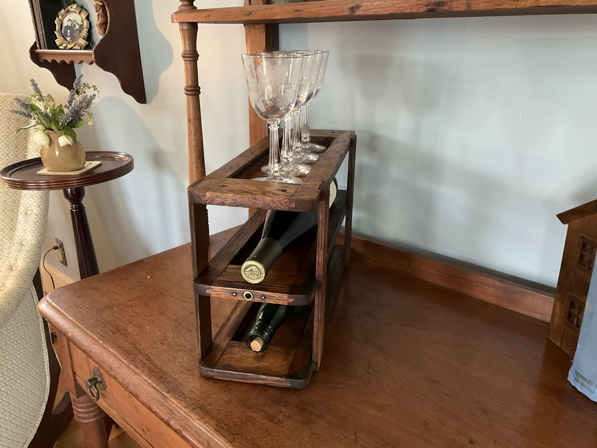 Unique Wine Rack / Holder Made From Antique Sewing Machine Cabinet Drawers