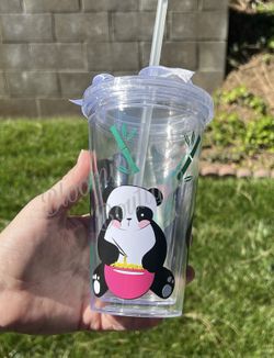 Acrylic Tumbler With Straw Panda Cup