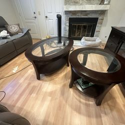 Living Spaces 2-Piece Glass Table Set.