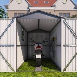 New in Box 6X10 FT Outdoor Motorcycle Storage Shed Heavy-Duty Metal Shelter w/ Window Motorcycle Garage