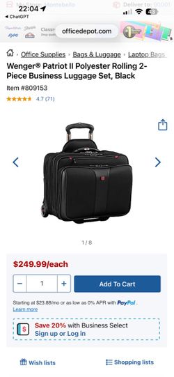 Wenger® Patriot II Polyester Rolling 2-Piece Business Luggage Set, Black
