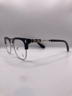 Chrome heart matte black silver cross blue light glasses