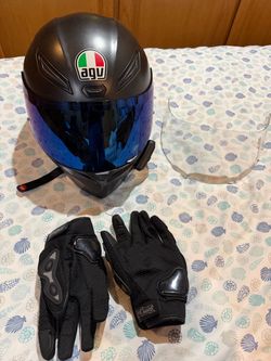 AGV K1 Helmet ML/58 + Cardo Bluetooth + Gloves  Motorcycle Helmet Combo
