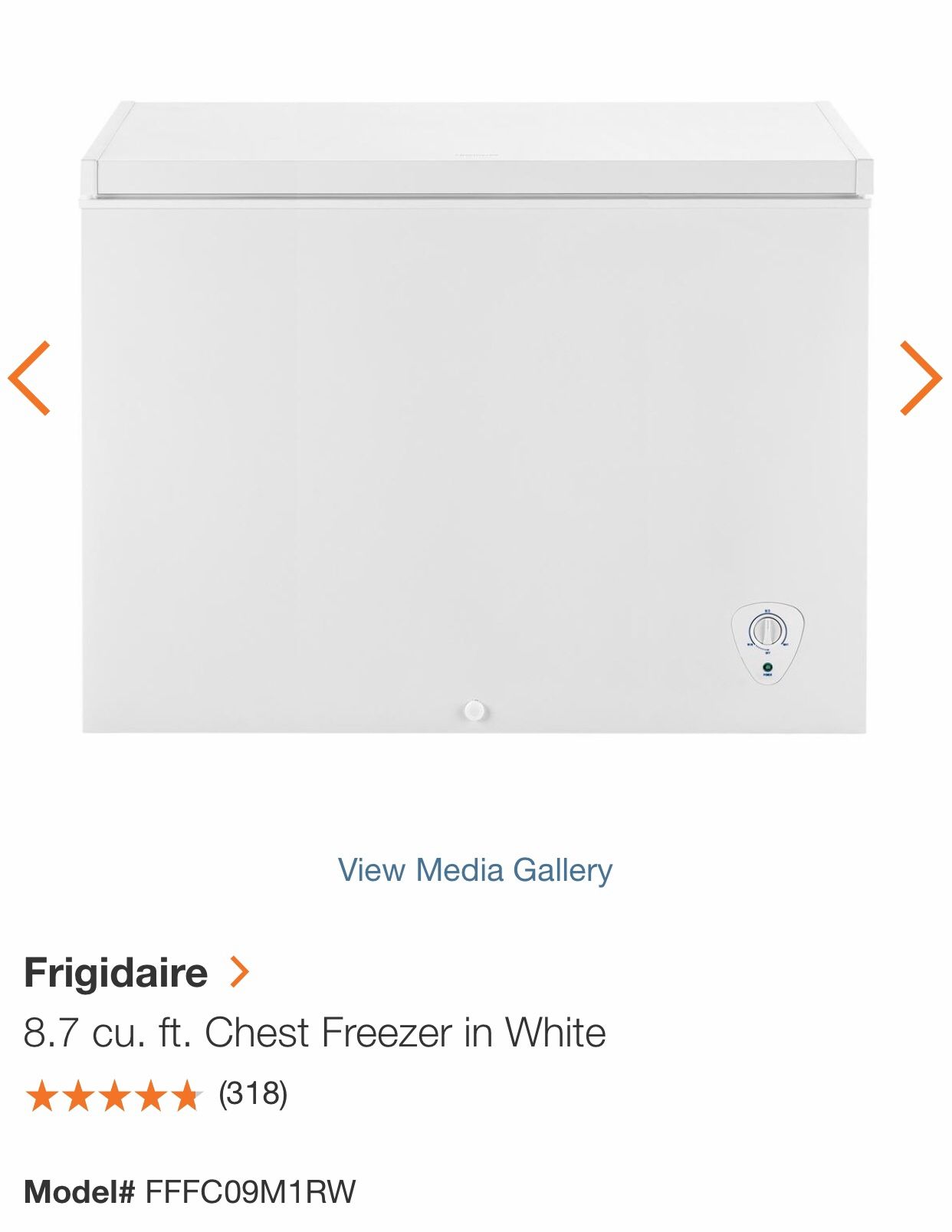 New in box - Frigidaire Large 8.7 Chest Freezer - Retail $399