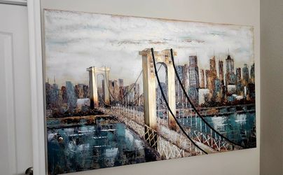 Cuadro New York Pintado A Mano 